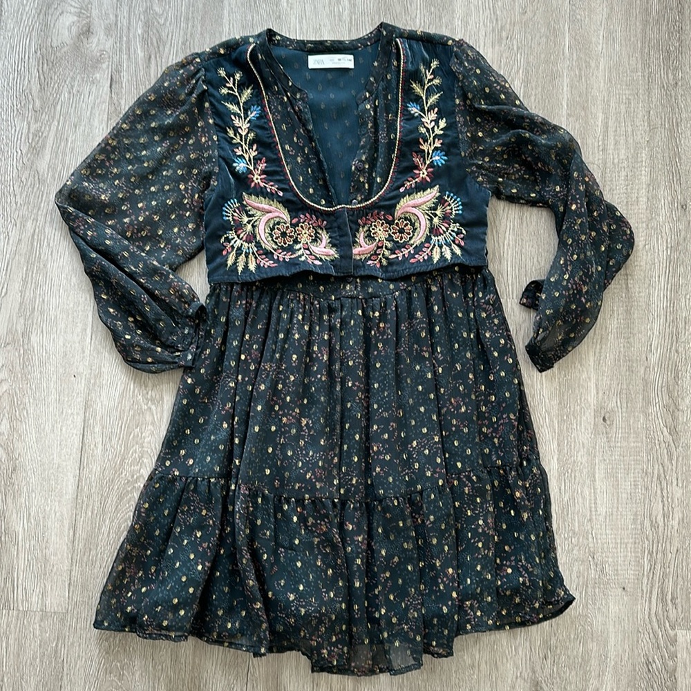 Zara embroidery dress size 10